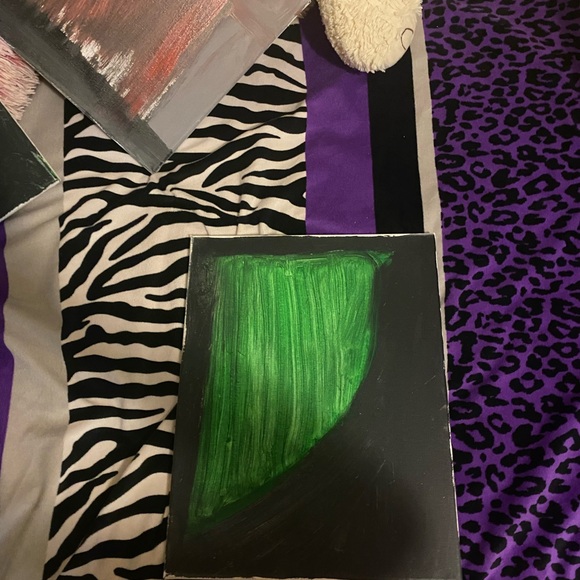 Other - Abstract Green and Black Canvas Art